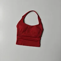 Seamless Halter Neck Yoga Tank Tops for Women Built-in Bra Padded Gym Top Sleeveless Shirt Fitted Backless Workout Clothes - Image 5