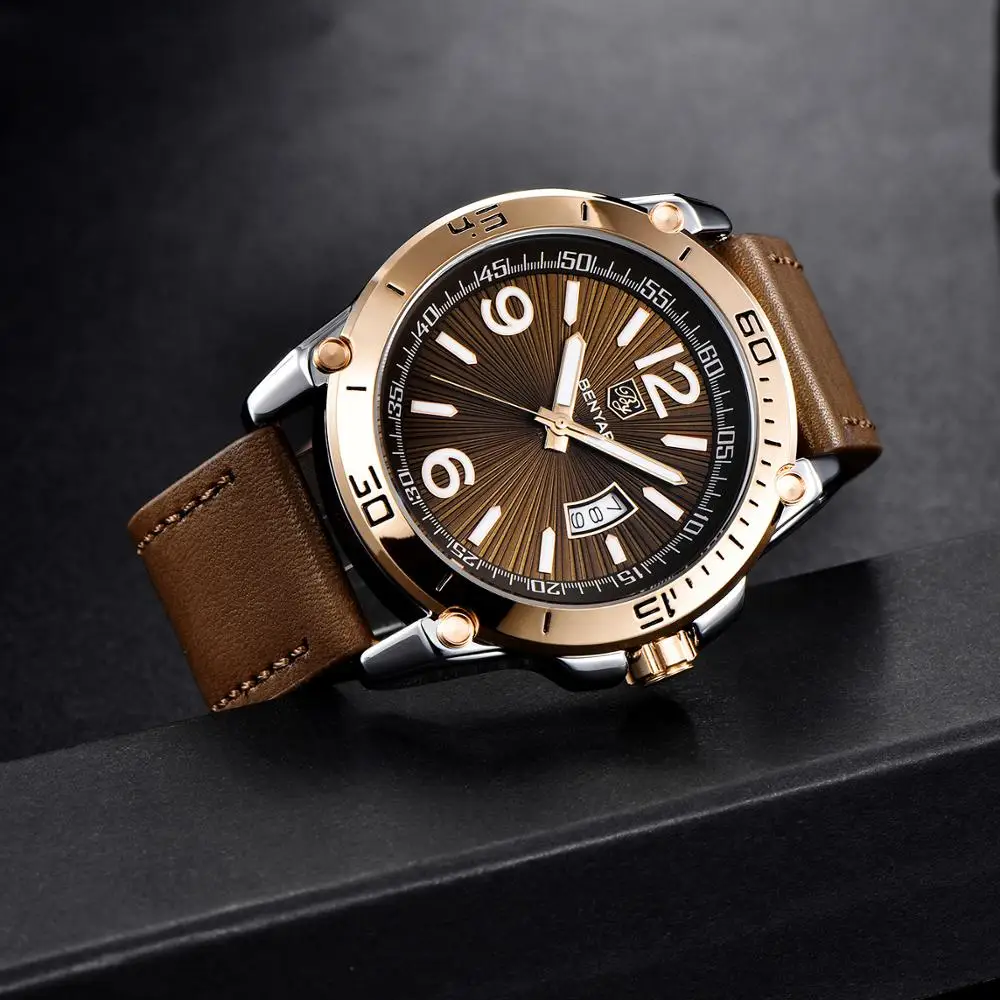 Top luxury brand watches for men BENYAR Men’s quartz watch waterproof luminous fashion sports calendar men’s watch Leather Watch