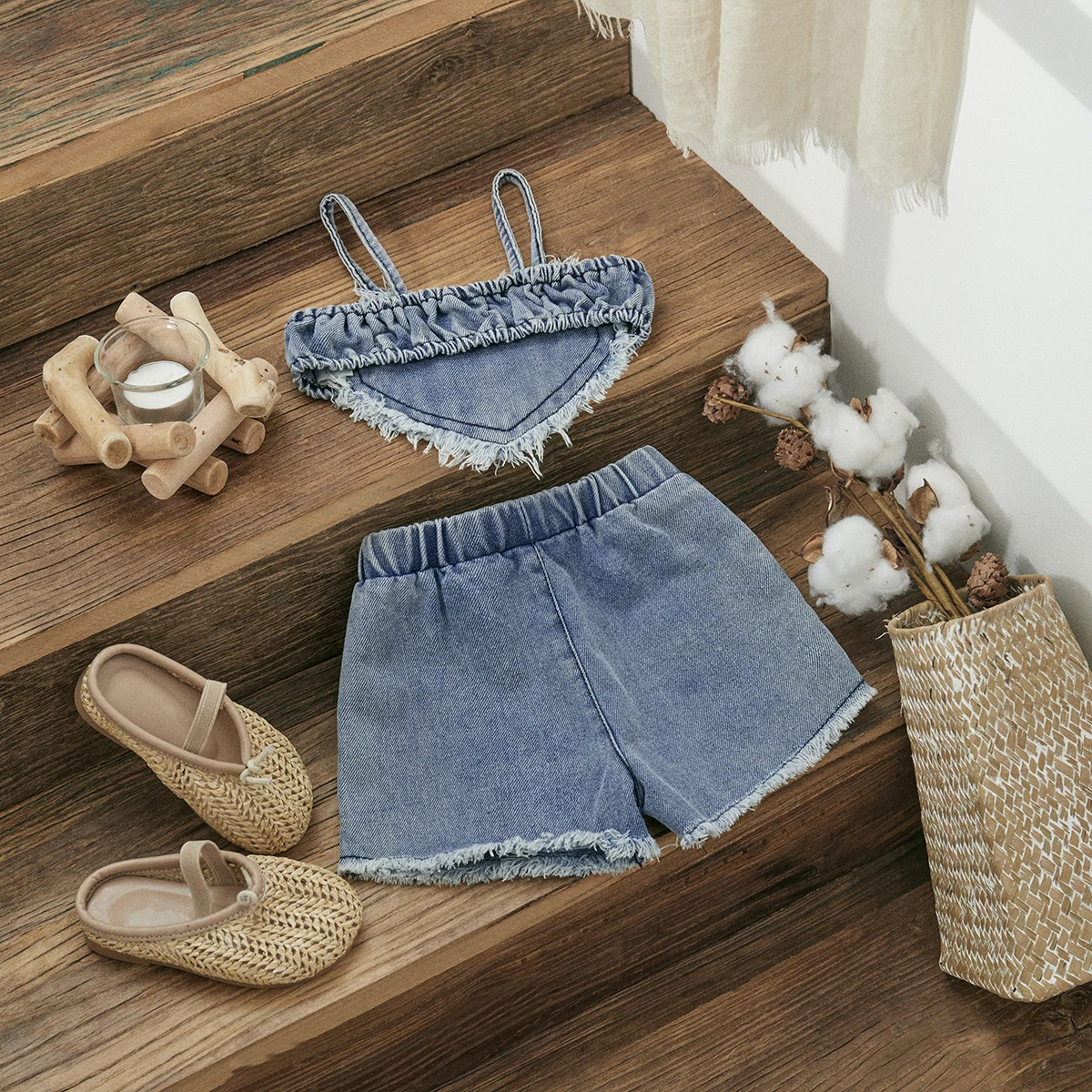 Ma & baby 3-24m neugeborene Baby kleidung setzt Kleinkind Denim Outfits Mode Herz Ernte Tops Shorts Sommerkleid ung