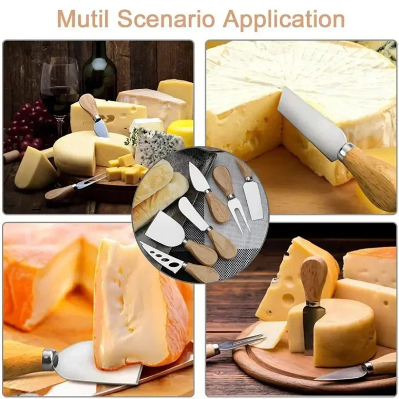 1Pcs Steel Stainless Cheese Knives with Bamboo Wood Handle Cheese Slicer Cheese Cutter Kitchen Baking Tool
