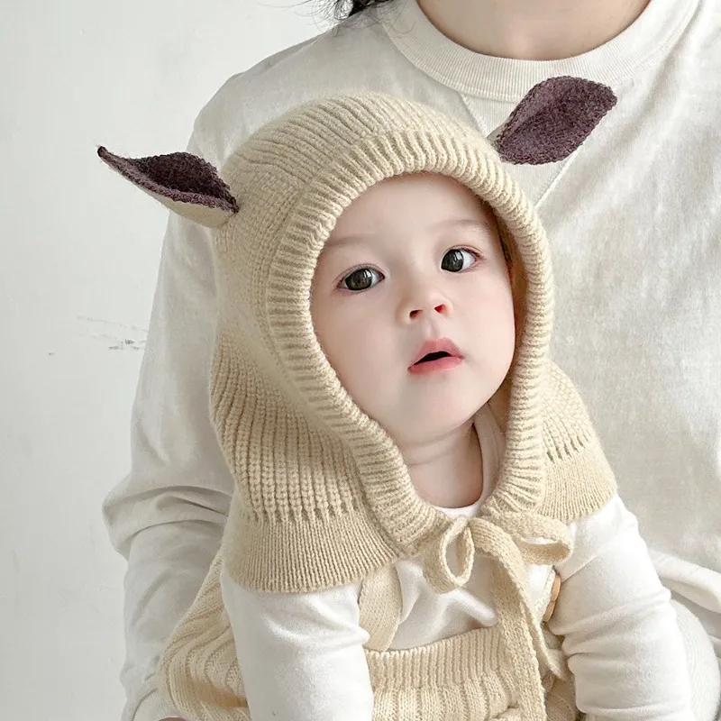 لطيف الكرتون الطفل بالاكلافا قبعة الحلو الحيوان الأذن رفرف قبعة مع حماية الرقبة الدافئة يندبروف الخريف الشتاء مجموعة ل 1-4 سنوات