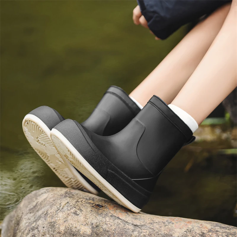 PARZIVAL Woman Rain Shoes Waterproof Rubber Boots Ladies Casual Non-slip Outdoor Platform Rain Boot Female Garden Galoshes