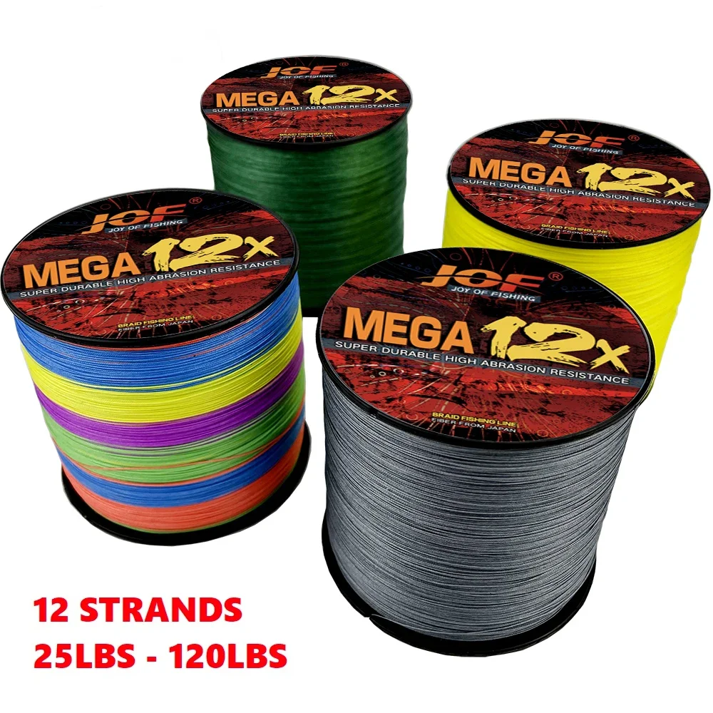 JOF12/16Strands Fishing Line 500M 1000M Braided PE 25~200LB Strong Wire Multifilament Durable Sea Saltwater Japan Wire 11.3-91kg