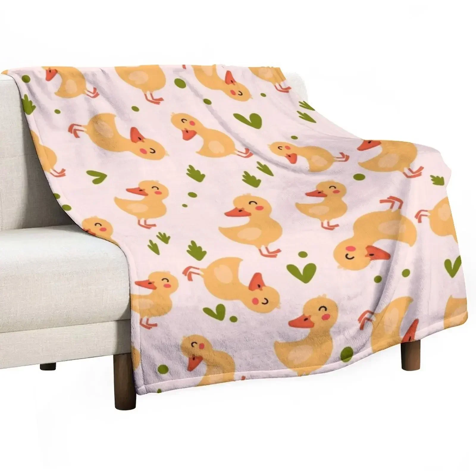 Ducklings Pattern Throw Blanket Winter beds Flannel Fabric Warm Furry Thermals For Travel Stuffeds Blankets