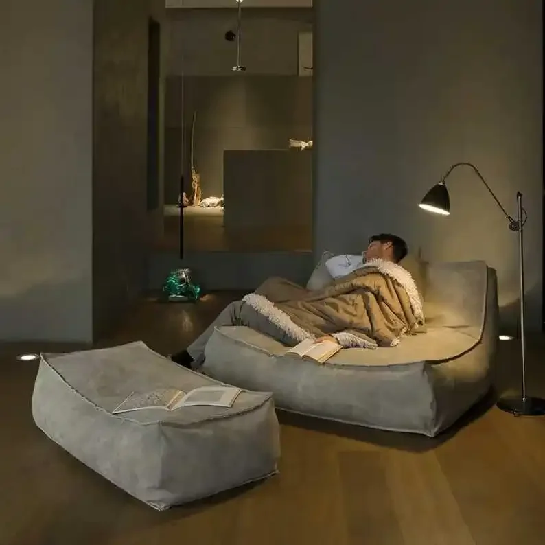Nordic lazy recliner, simple modern living room, casual Internet celebrity bedroom, single sofa, bean bag sofa with pedals