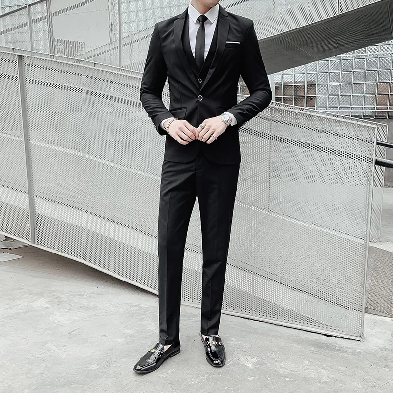 All-in-one Casual Suit Men\'s Three-piece Spring summer Slim-fit Formal Dress [Business Career] Suit Groom Best Man Wedding Dress