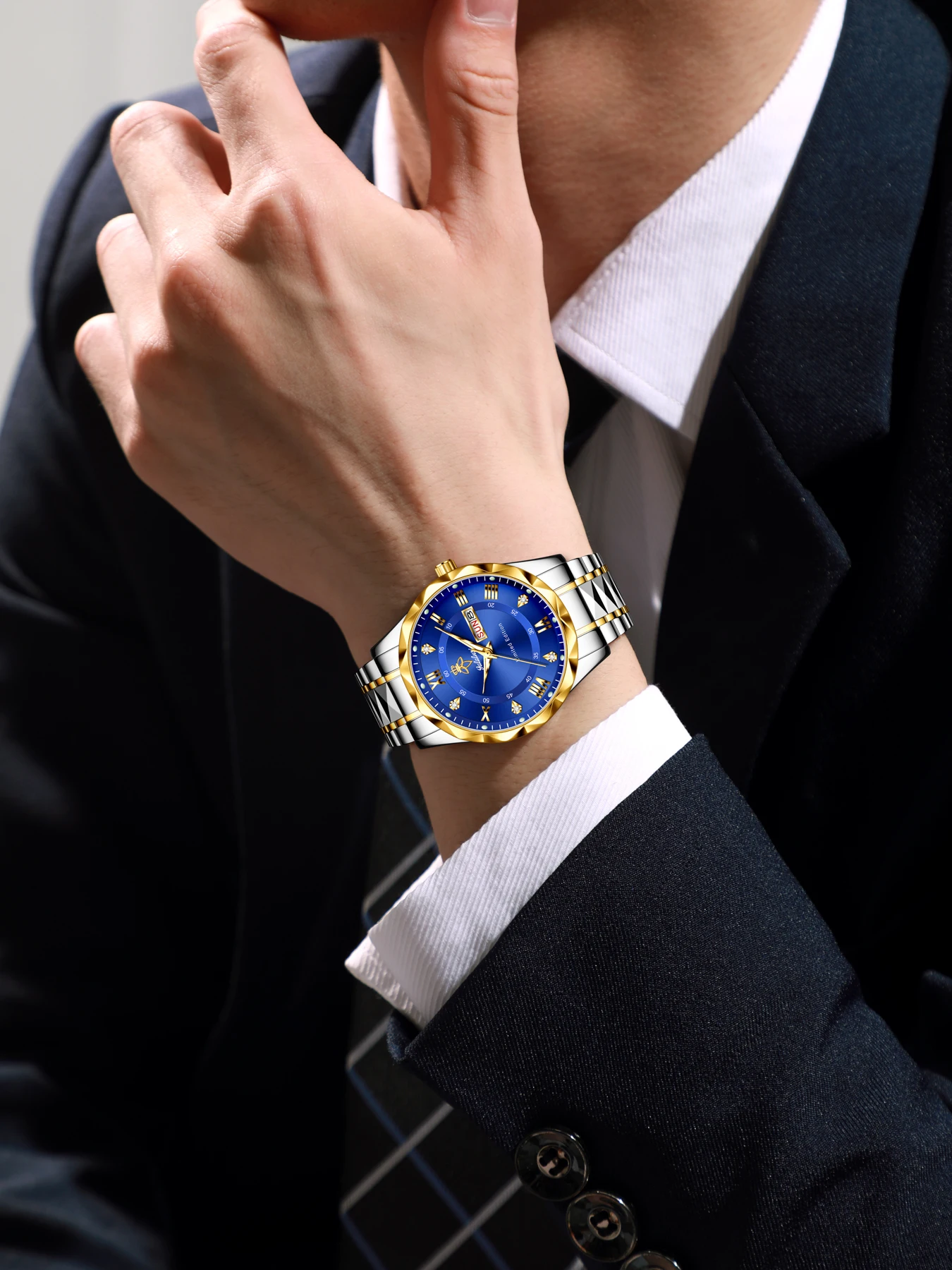 YaLaLuSi Men’s Steel-Strap Quartz Wristwatch: Business, Commuting and Leisure, with Date and Time Display Reloj
