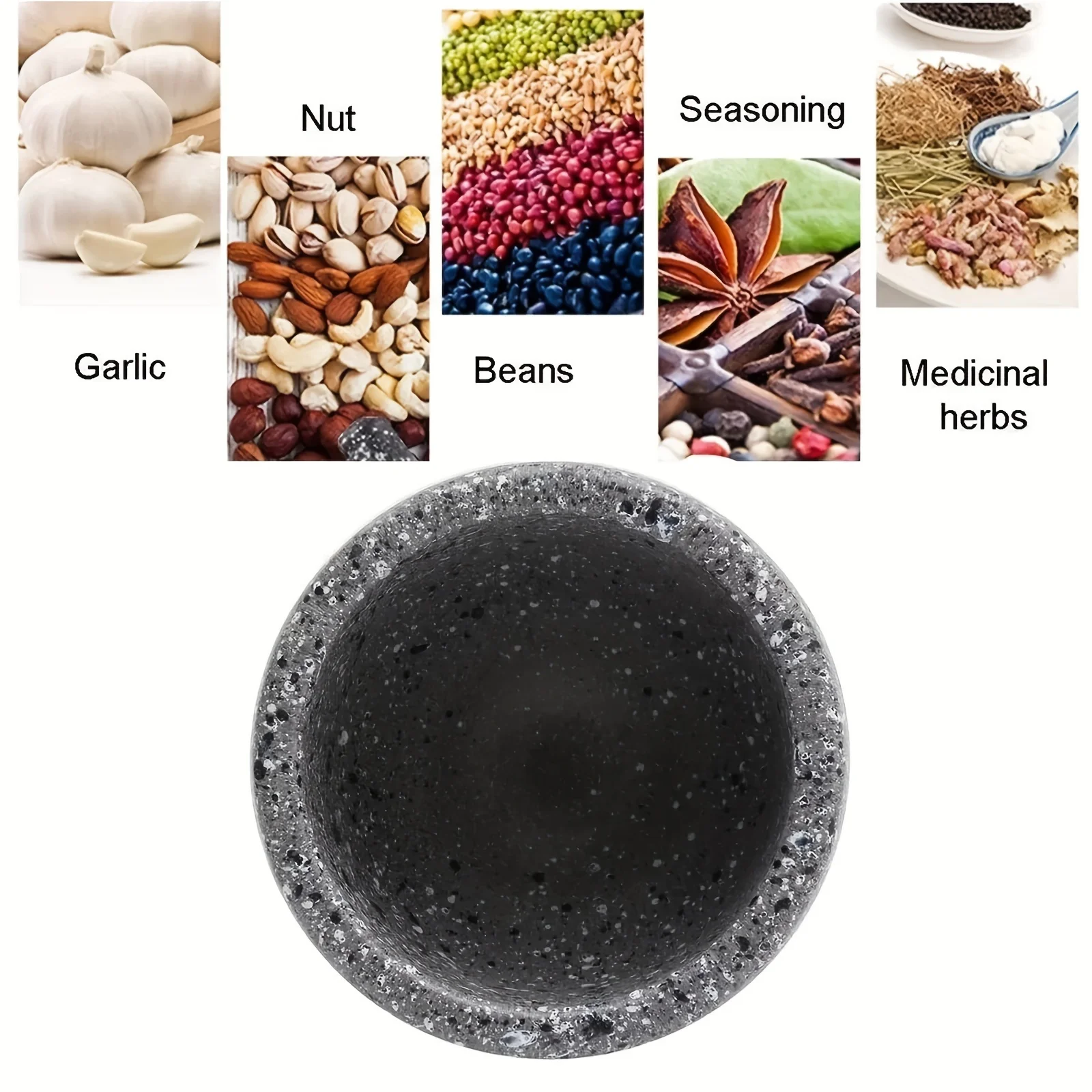 Household Grinder Pressing Garlic Mashed Garlic Mashing Pot Jujube Wood Pounding Garlic Stone Mortar Manual Mashing Medicine Pot