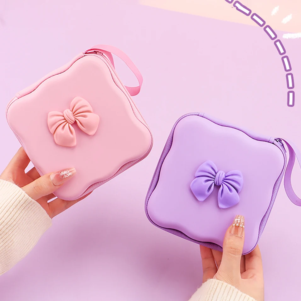 Cartoon Sanitary Napkin Storage Bag for Data Cable Hard Disk Charger U Cosmetic Portable Zipper Handbag
