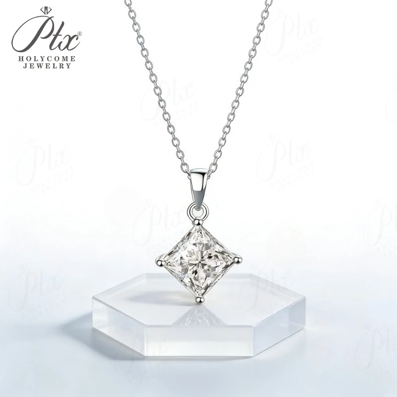 1-3CT Pendant Necklaces Princess Cut Lab Grown Moissanite D Color VVS1 Clarity 925 Sterling Silver Birthday Wedding Gifts Charms