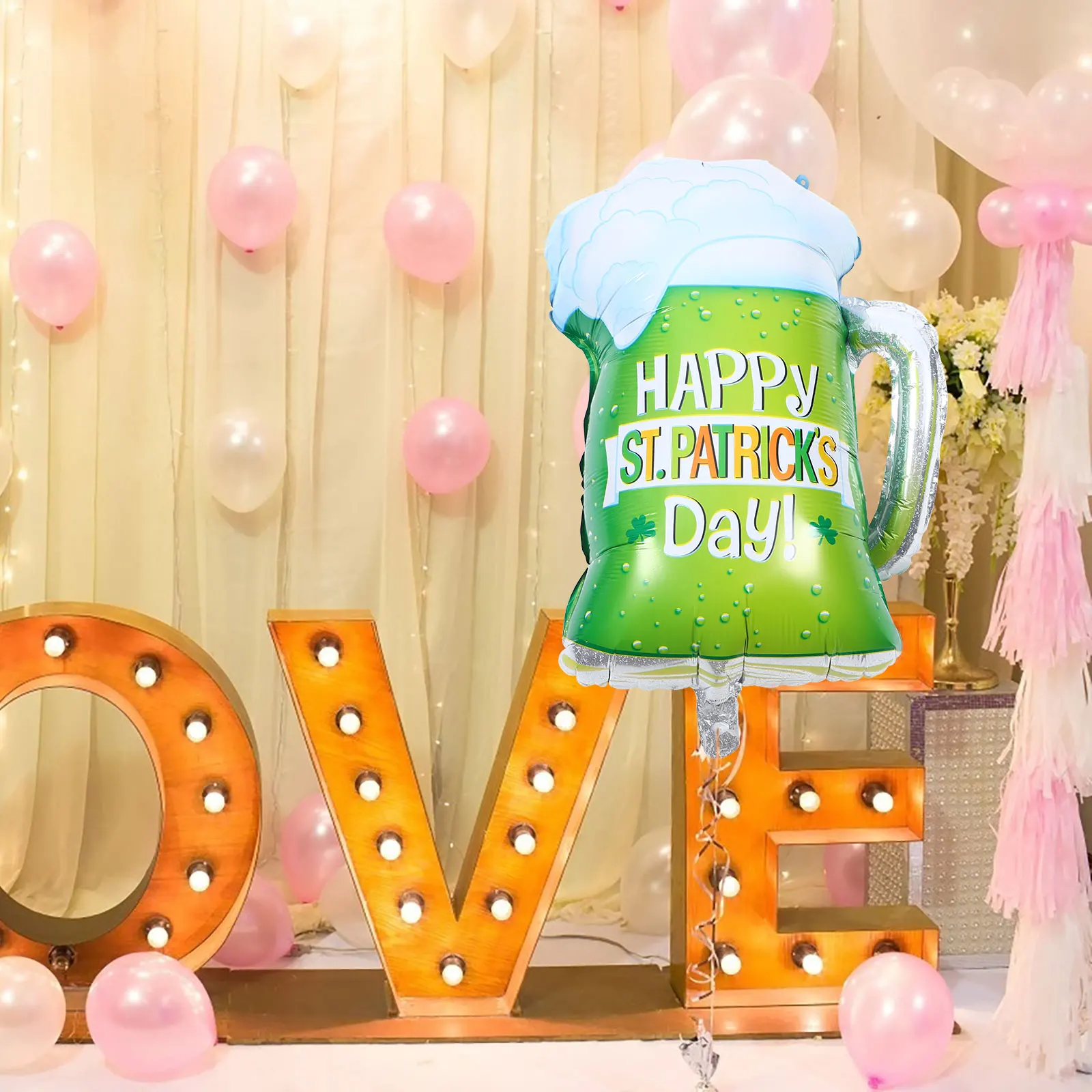 

4Pcs Creative St.Patrick's Day Balloons Beer Glass Design Aluminum Foil Party Decorative Supplies