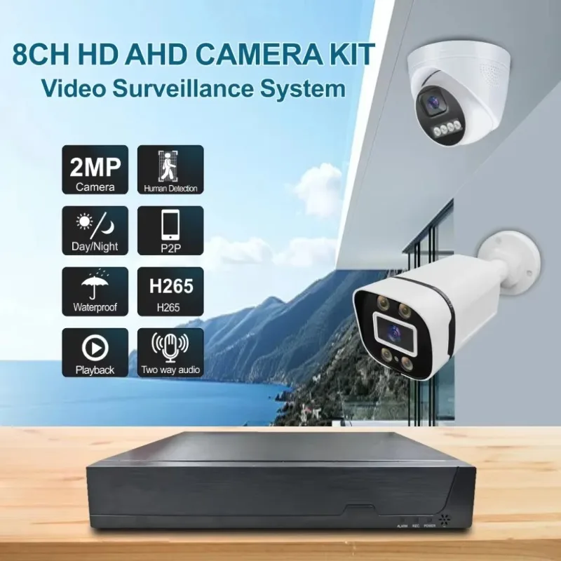 2MP 3MP 5MP 8Ch 5 in 1 DVR AHD BULLET and Dome Kit HD Wired Outdoor Night Vision Cctv Recording Full Security Camera System