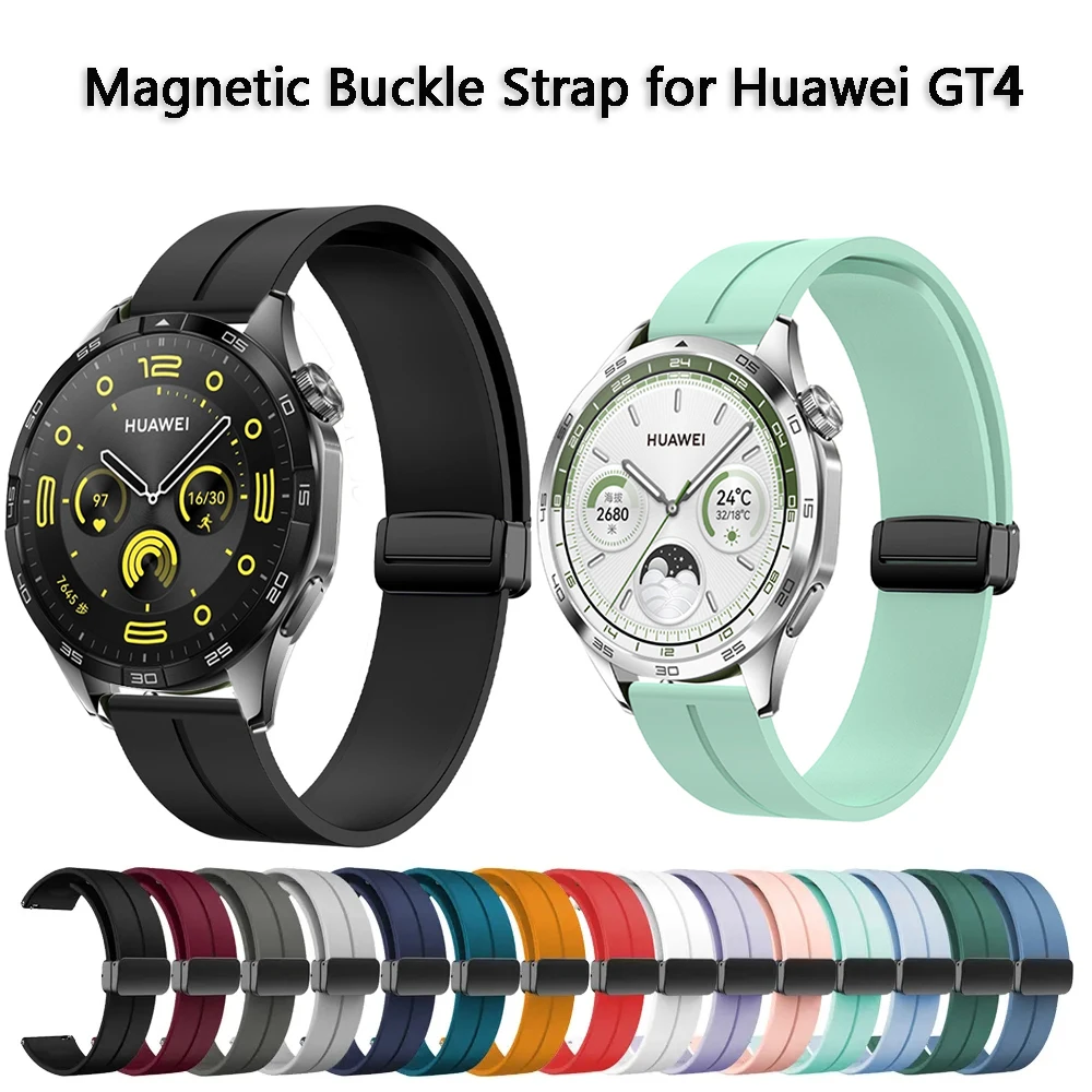 

Watchband for Huawei Watch GT4 46mm,Magnetic Strap for Huawei Watch GT 3 42mm GT 3 Pro GT2 Floral Print Bracelet Silicone Belt