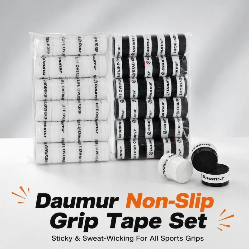 Dawnsr 30Pcs Racket Overgrips Black White, Sweat‑Absorbing Anti‑Slip PU Grip Tape Tennis Badminton Padel Accessories for Rackets
