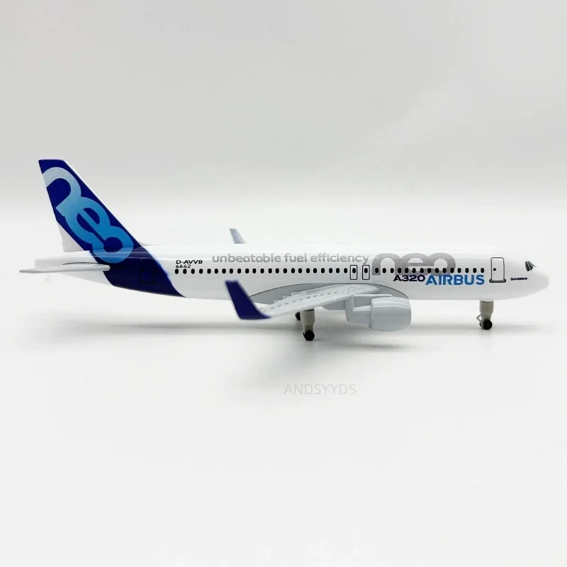 20CM A320 NEO Prototype Alloy Simulation Static airplane toy metal Model Aviation Ornament With Wheels Model Collection Display