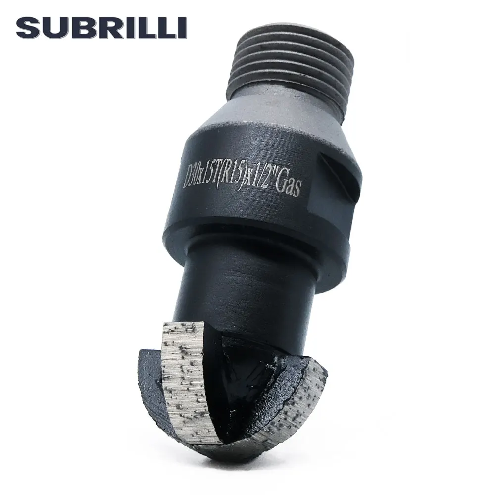 SUBRILLI D30mm CNC Diamond Grinding wheel Ball head Sintered Segmented Metal Bond Drill bit with 1/2Gas Thread for Stone G