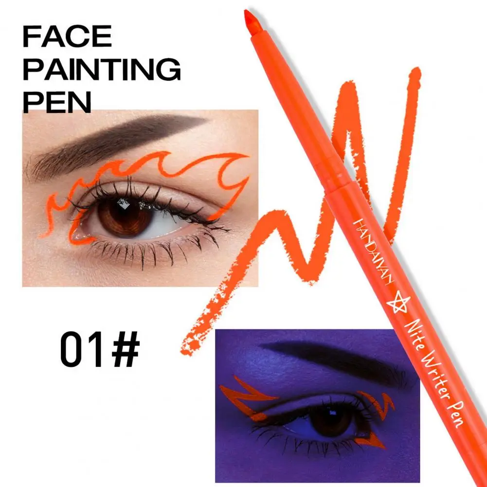 Penna per occhi a prova di sbavature penna per pittura per il viso Uv Blacklight Glow penna per Eyeliner scuro per bambini adulti pittura per il viso impermeabile per la festa