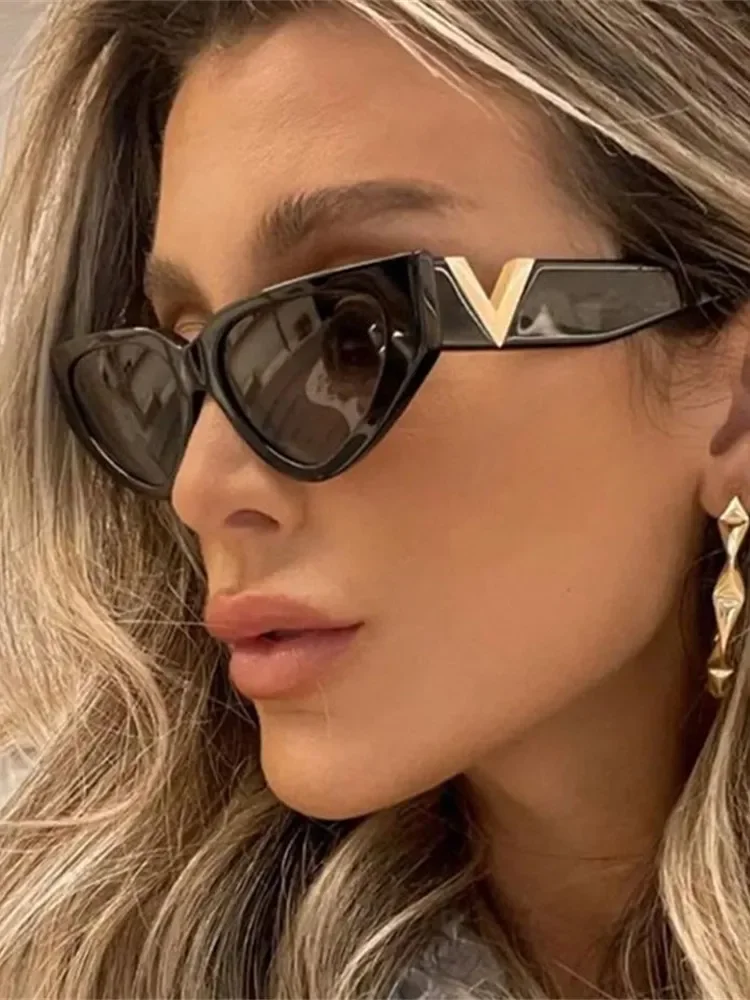 

Luxury Vintage Cat Eyt Sunglasses Women 2023 Fashion V Brand Designer Cateye Sun Glasses Female Eyewear UV400 Gafas De Sol Mujer