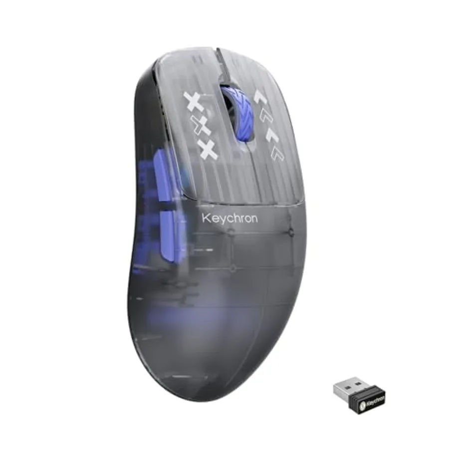 Gaming mouse for PC/Mac/Linux: frosted gray ultra-lightweight 473g PAW3950 sensor 30000 DPI 8K polling tri-mode wireless 160Hr