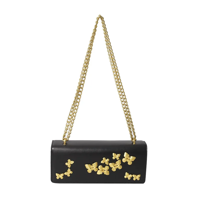 

Fashion hardware butterfly shoulder bag simple and atmospheric small fragrance style high-end sense fashionable chain diagonal
