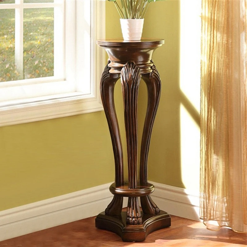 حامل زهور من الخشب الصلب الأمريكي، حامل زهور مستدير، حامل أوعية أوروبي قديم لغرفة المعيشة، أرضية منزلية عالية #2