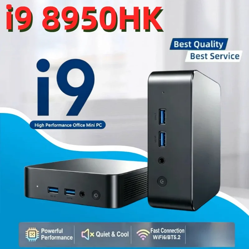New Intel Core i9 8950HK  Mini PC 16GB RAM 1TB 2TB SSD PC Gamer Computer Dual WIFI 6 BT5.2 4K HD Mini Gaming Pc Desktop