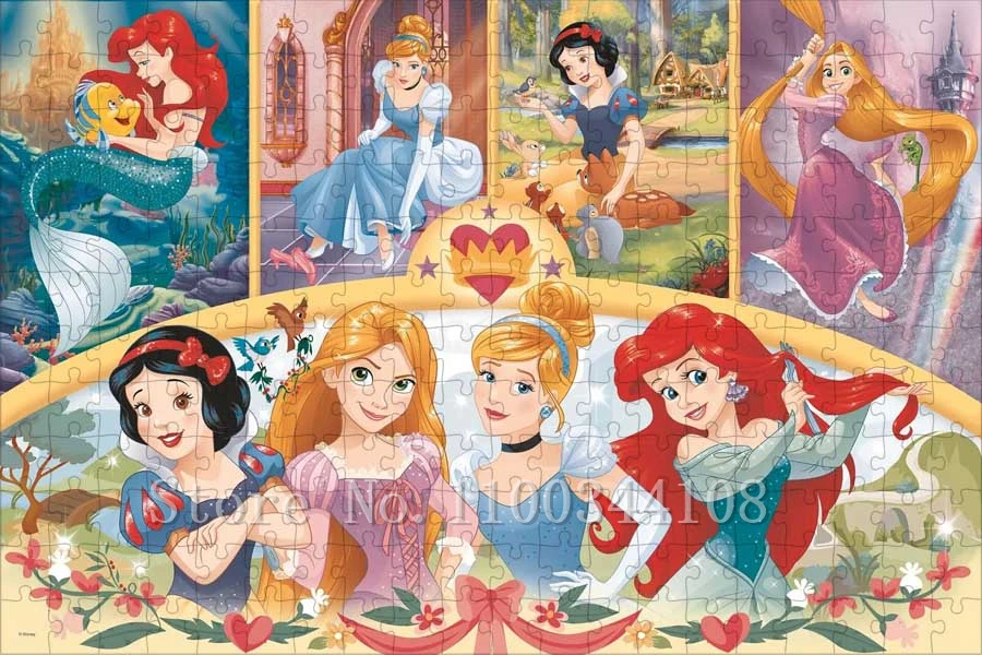 Disney Princess Art Jigsaw Puzzles Fantasy Rapunzel Ariel Aurora Cinderella Snow White Puzzles Kids Education Toys