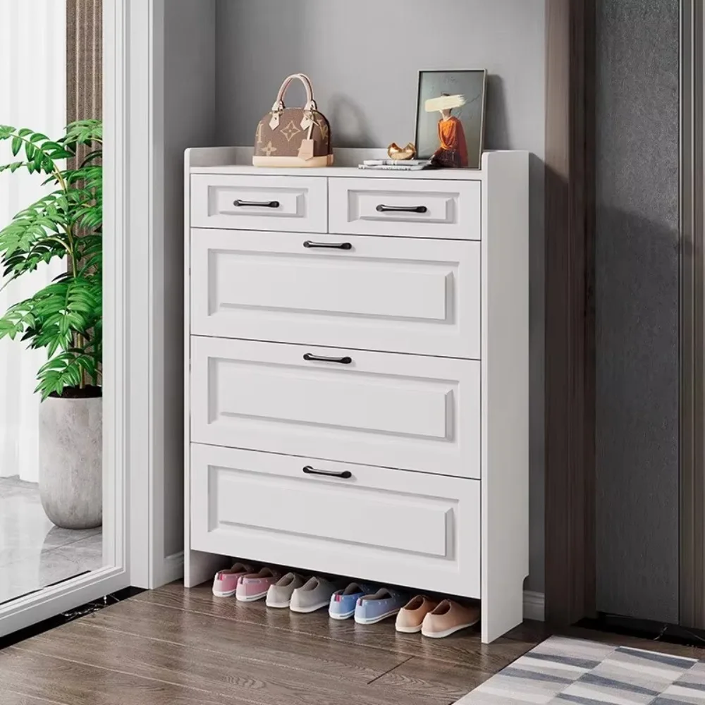 

Wood Ultra-thin Dump Shoe Cabinet: Large-capacity, Entryway/narrow Storage, Modern European Minimalist Style