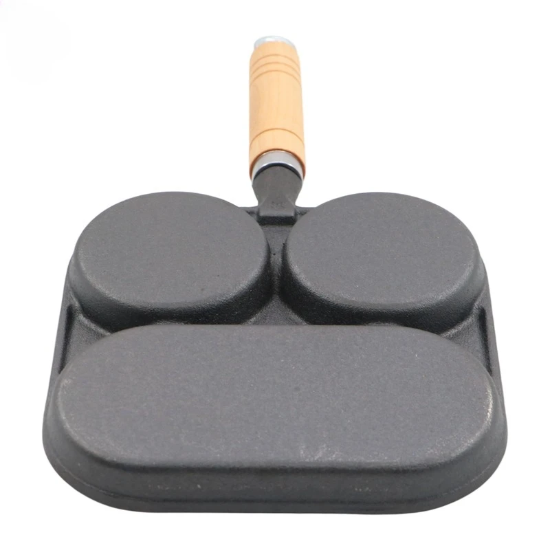 

3-in-1 non-stick cast iron frying pan, breakfast frying pan, pre-seasoned cast iron split frying pan