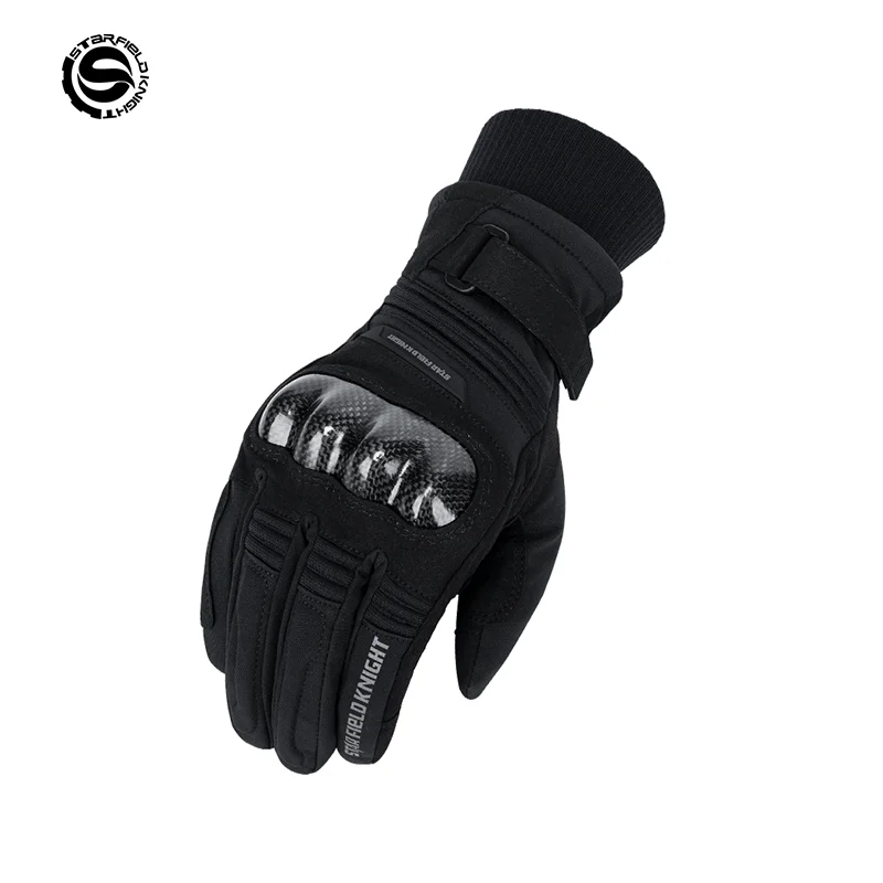 

Звездный полевой рыцарь, зимние теплые мотоциклетные перчатки из углеродного волокна, защита для верховой езды, водонепроницаемая внутренняя подкладка, нескользящая, износостойкая