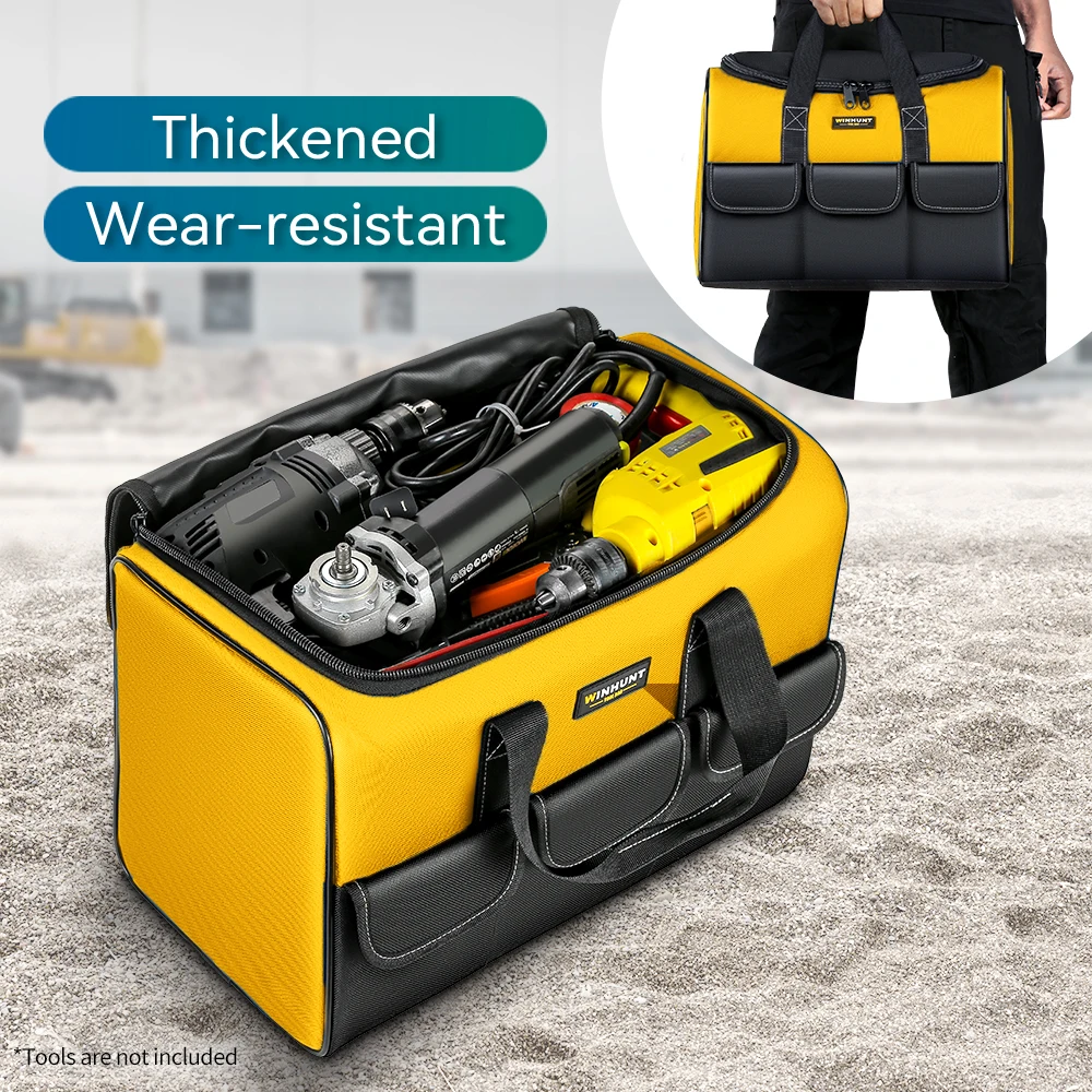 حقيبة أدوات مقاس 17 بوصة، حقيبة أدوات كبيرة مع 6 جيوب خارجية، حقيبة أدوات كهربائي لعشاق الأعمال اليدوية والحرفيين