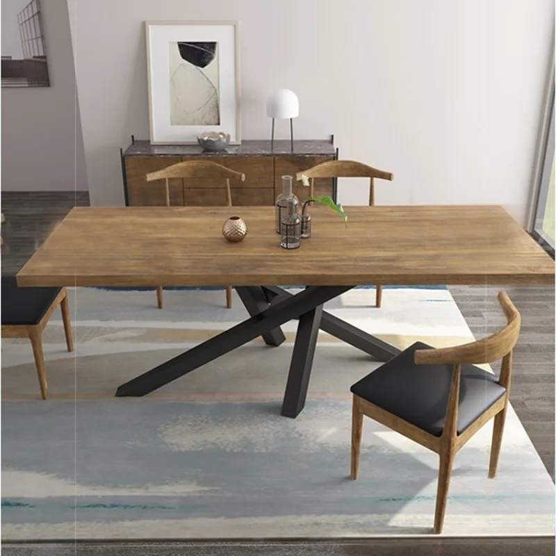 American casual solid wood creative design industrial style simple personality meeting reception long table