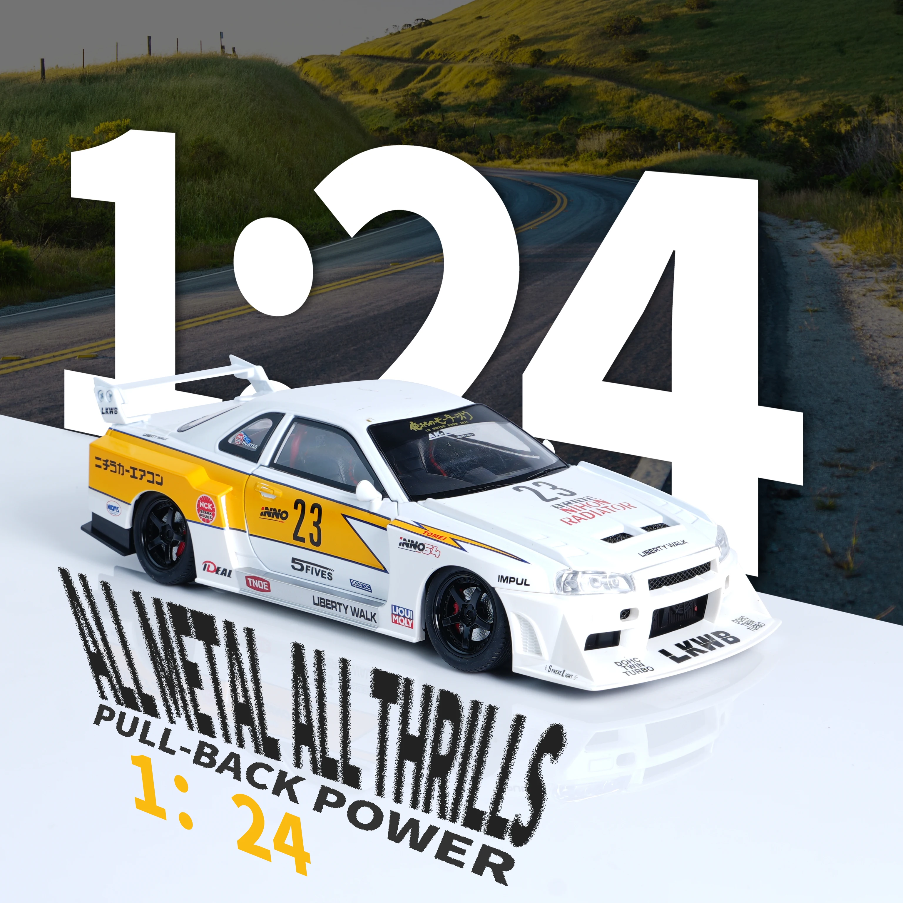 GTR legering gegoten modelauto's, 1/24 terugtrekken speelgoed raceauto Skyline GT-R, verzamelbare auto ornament, favoriete auto speelgoed geschenken voor jongens