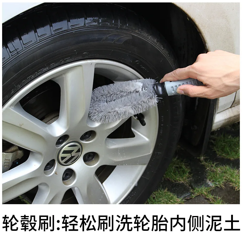 Car Tire Brush Wheel Hub Brush Car Washing Tool Cleaning Wheel Hub Steel Ring Brush Strong Cleaning Brush 3PCS