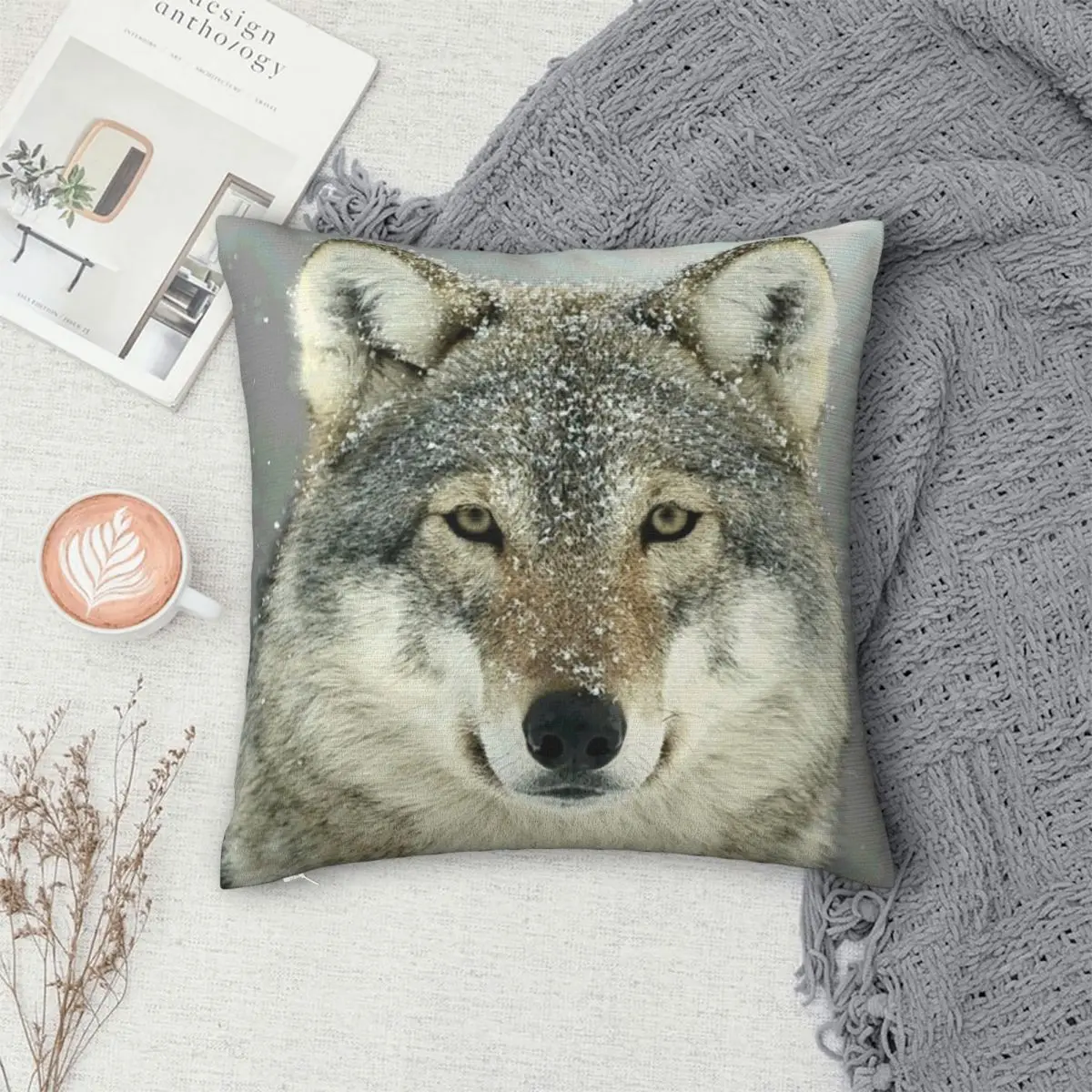 

GREY WOLF Square Pillowcase Pillow Cover Polyester Cushion Decor Comfort Throw Pillow for Home Car
