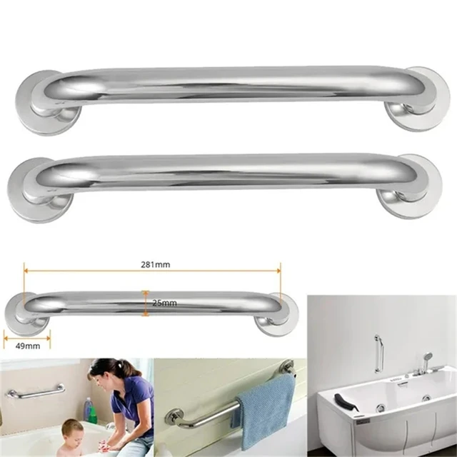 1PC Bathroom Tub Toilet Wall Grip Handle Stainless Steel Handrail Grab Bar Shower Safety Support Handle Towel Rack AliExpress
