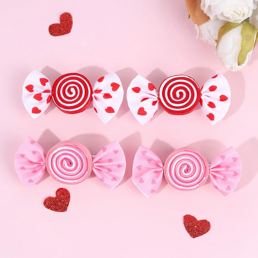 Candy Bow Hair Clips for Girls, 2Pcs Set