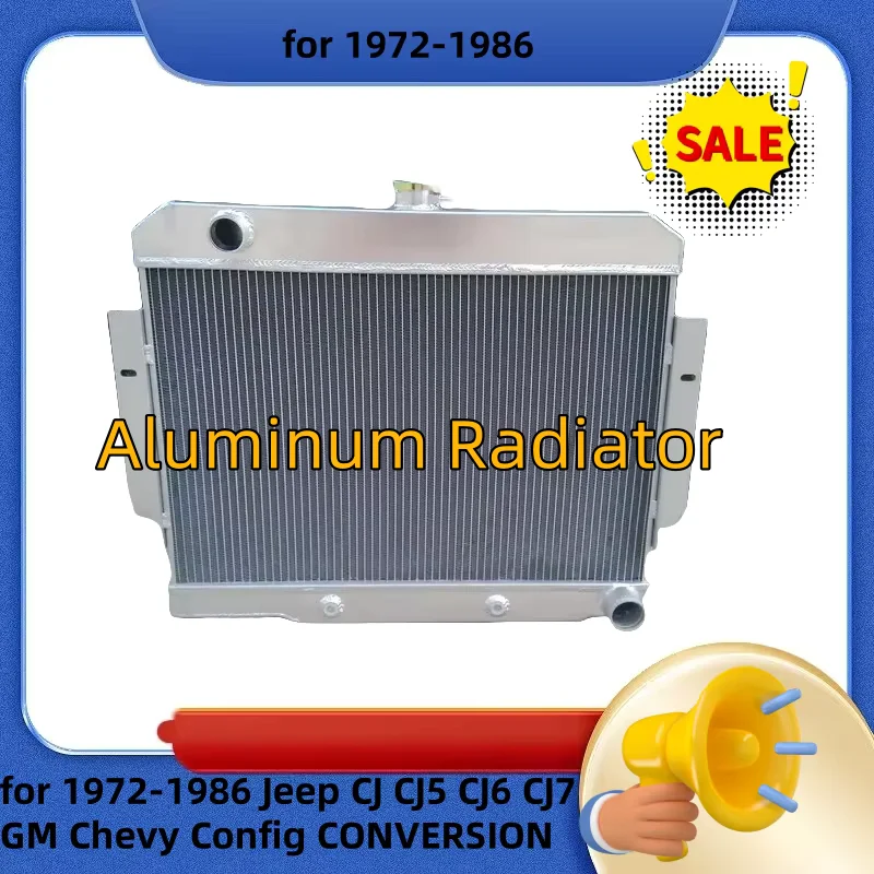 Bestseller para 1972-1986 Jeep CJ CJ5 CJ6 CJ7 GM Chevy Config CONVERSION Radiador de aluminio 72 73 74 75 76 77 78 79 80 81 82