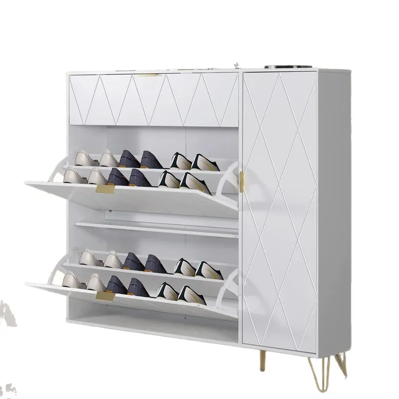 Slim Sintered Stone Shoe Cabinet Tipping Bucket Entryway Storage Large Capacity Modern Minimalist Hallway Furniture for Small