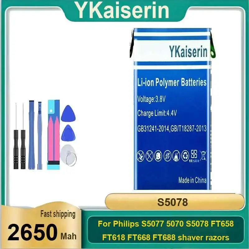 Battery 2650Mah For Philips S5077 5070 S5078 FT658 FT618 FT668 FT688 S5080 S5081 S5090 S5095 YS534 YS536 Shaver Razors