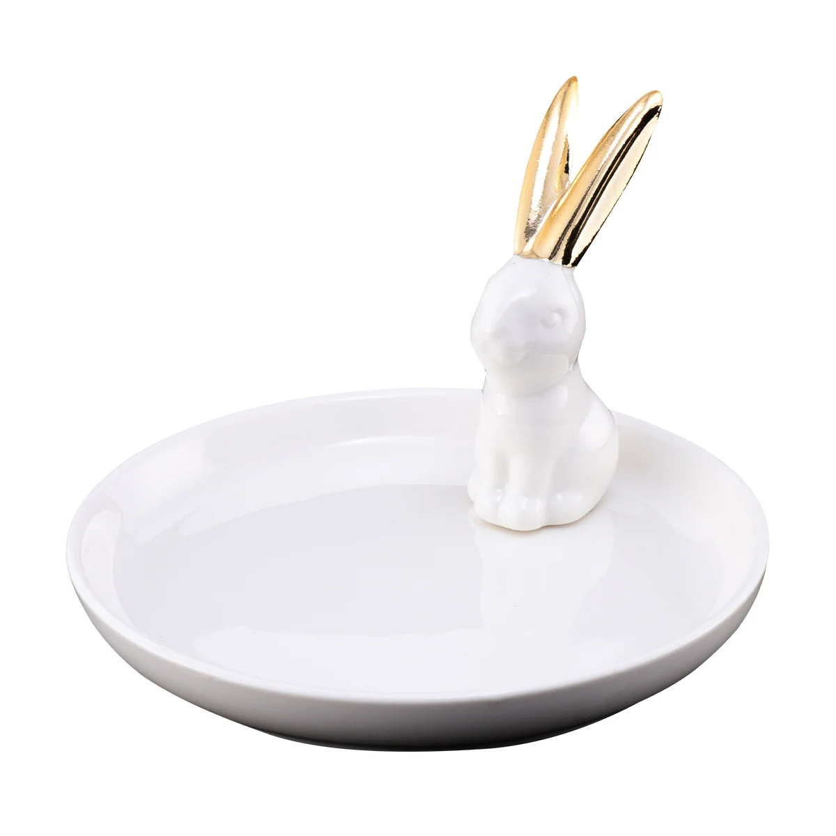 Creative Ceramic Rabbit Jewelry Organizer Tray for Home Showcase Jewelry Shop Display Storage Rabbit Ring Holder