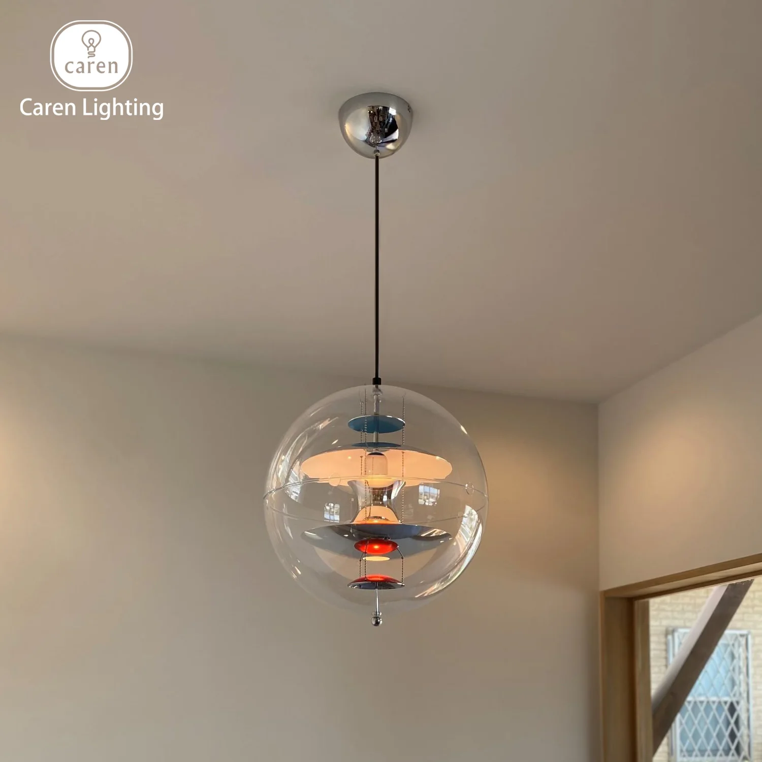 Caren Lighting Atomic Retro Sphere mid-century modern Danish Designer Elegant Soft glow Warm-toned Vintage pendant lamp