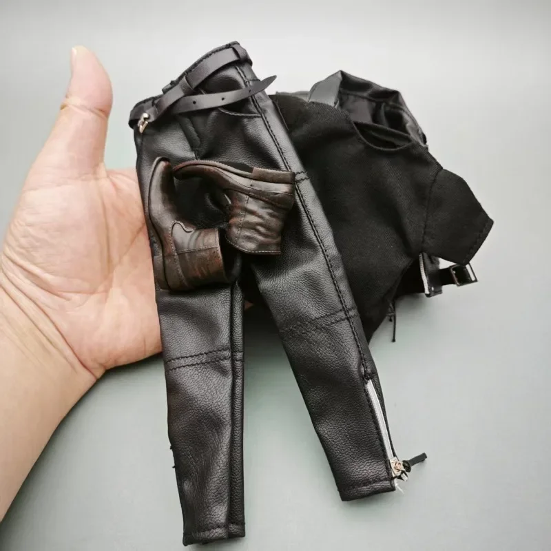 

1/6 Scale Male Soldier Fashion Trendy PU Leather Coat Pants Solid Shoes Suit Clothes Model for 12Inch Toy Figures Body