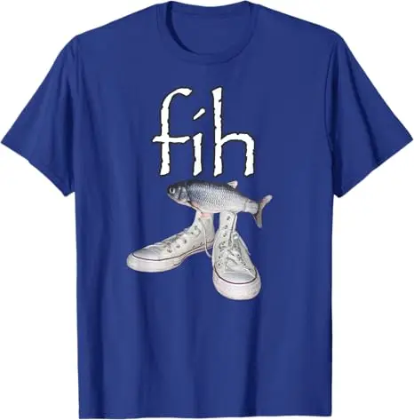 Fih أحذية الأسماك مضحك Misspelled الفكاهة تي شيرت صياد Fih دعوة Y2k تصميم الجرافيك الزي الرجال الموضة قائلا المحملة الجدة #6