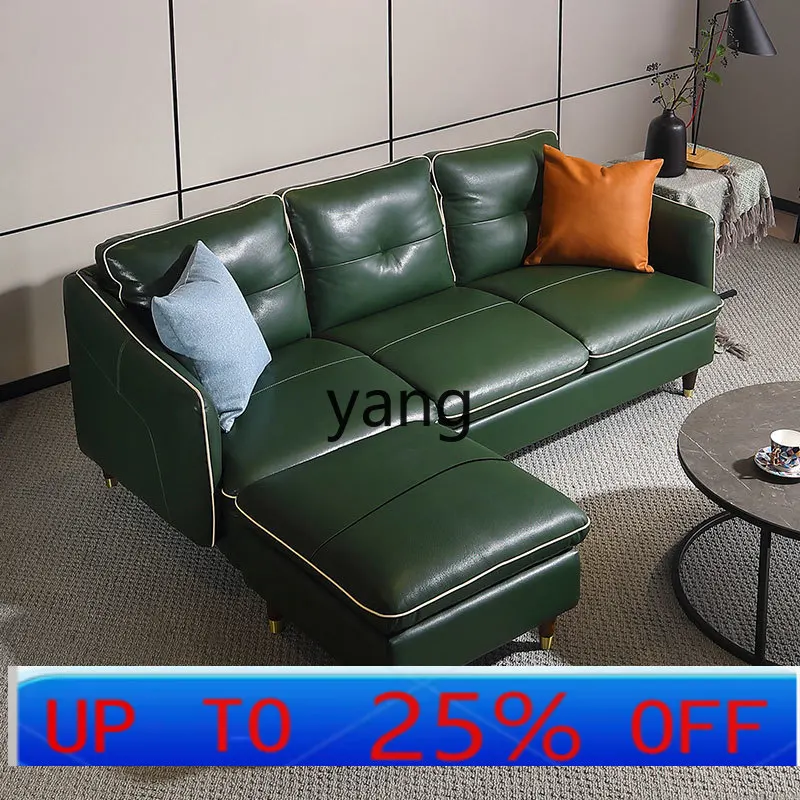 

LH leather sofa small apartment simple modern living room straight sofa light luxury
