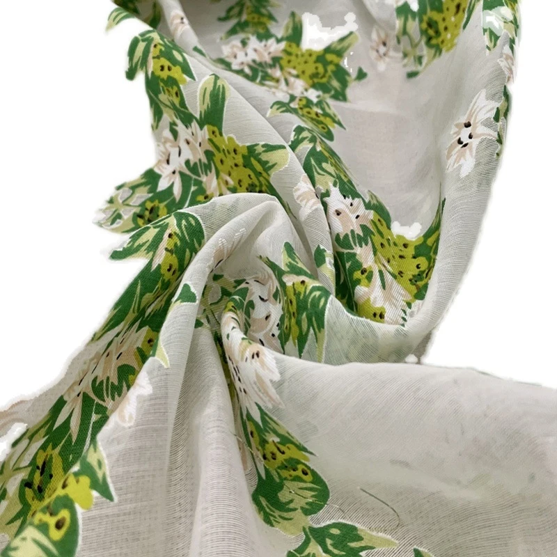Fabric Island Green plant and flower organza creative mesh fabric Fresh and simple Hanfu long skirt fabric view 4
