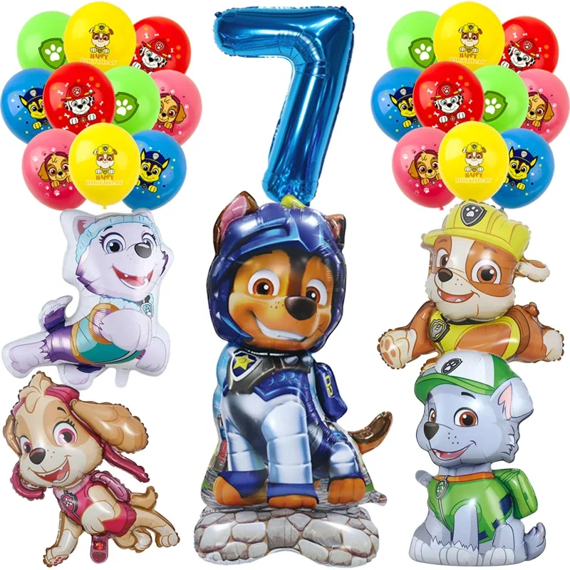 Juego de globos de papel de aluminio con dibujos animados de la patrulla canina, Decoración de cumpleaños, bonitos juguetes para niños, Chase Skye,