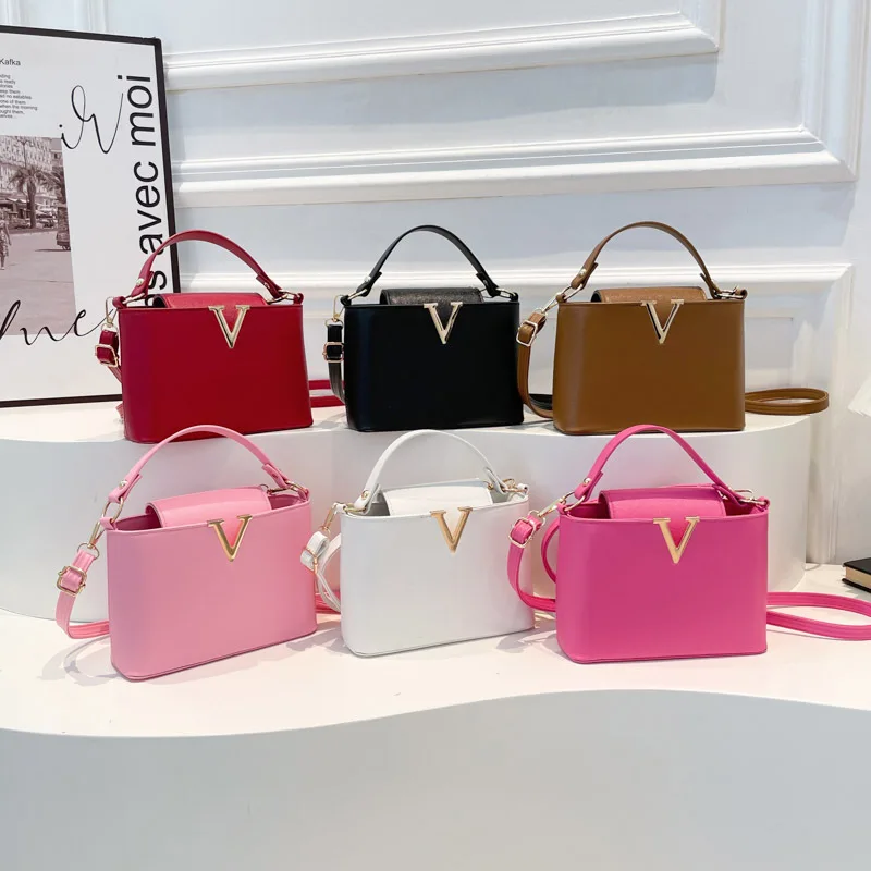 

Новая модная сумка через плечо с V-образным декором, модная сумка через плечо Ins Bucket для женщин