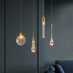 Modern Luxury Crystal Pendant Lamps Bedside Hanging Lighting for Living Room Kitchen Bedroom Ceiling Chandelier Home Decor
