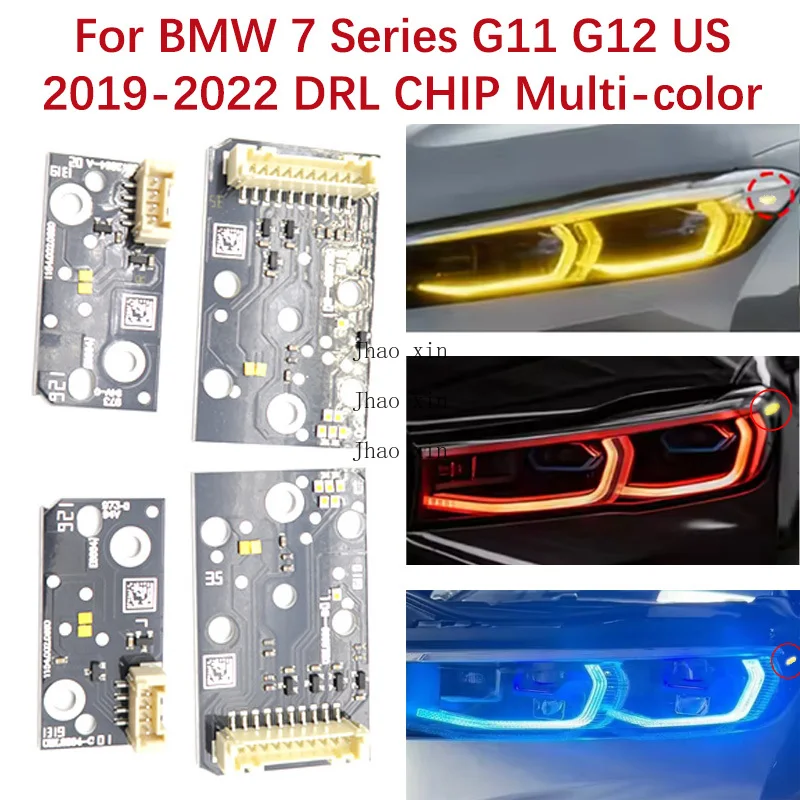 

For BMW 7 Series G12 G11 US 2019-2022 Car Headlights DRL CHIP Angel Eye Daytime Running Lights Ballast Lemon Yellow Ice Blue Red